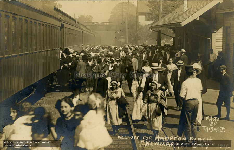 Postcard: All off for Hampton Beach - "Newmarket Day" 1911.
